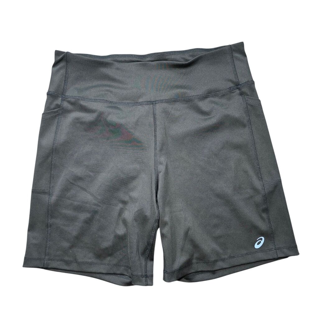 ASICS Womens 2XL High Waist Bike Shorts Black Pocket Running Athletic